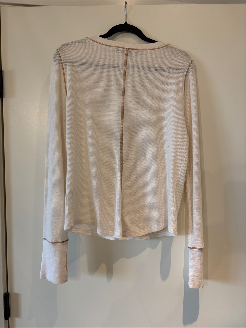 Veronica Beard Cream Ribbed Henley with Contrast Trim - Picture 3 of 3